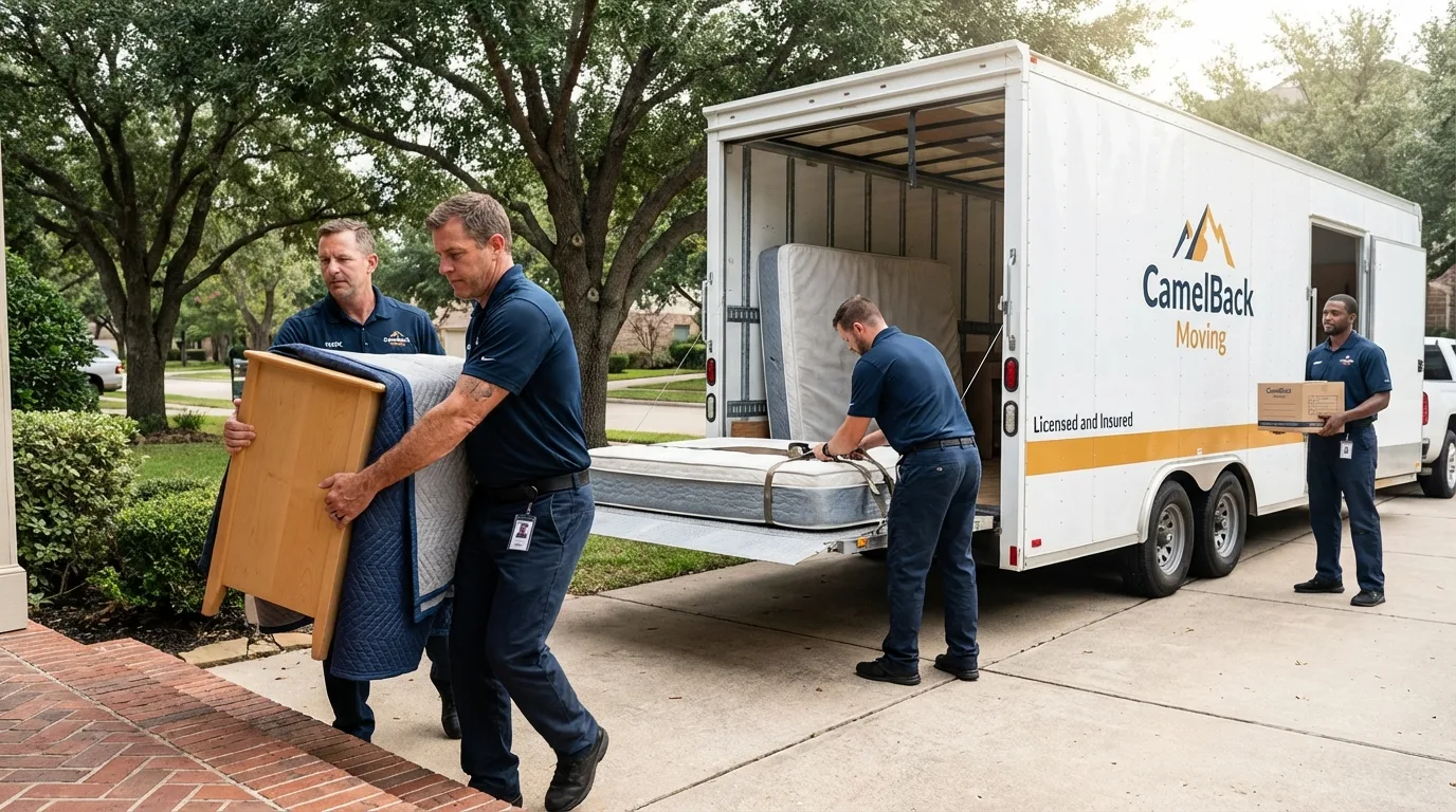 Crew loading residential truck for cross-state move from Chesterfield, MO